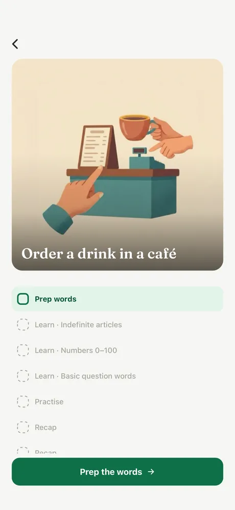 The steps that make up a single conversation goal
